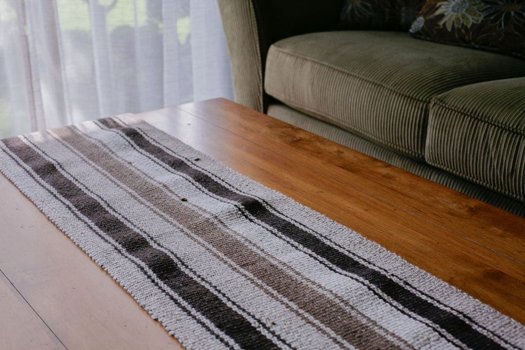 204cm×35cm キリムラグ　ランナーラグ　ウール　コットン　ネイティブ柄