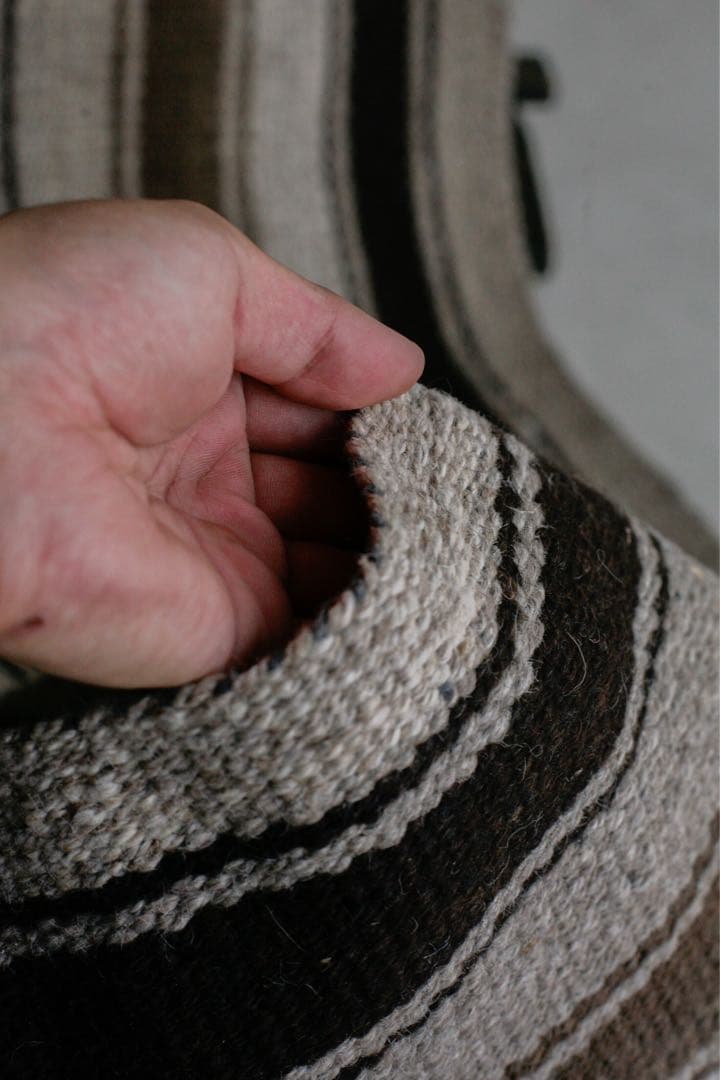 204cm×35cm キリムラグ　ランナーラグ　ウール　コットン　ネイティブ柄