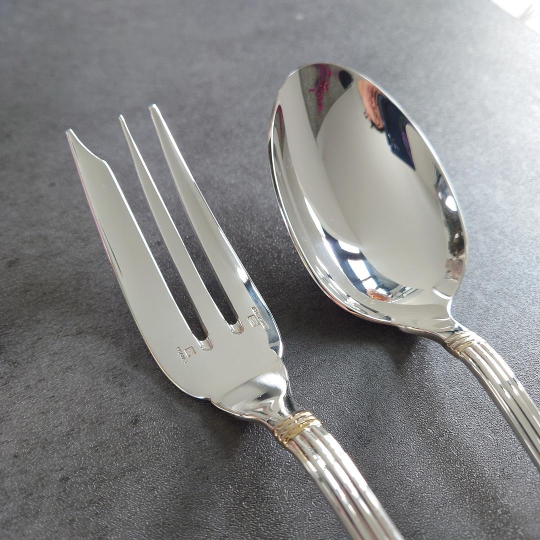 希少 美品 クリストフル アリアゴールドリング サービングセット 2点