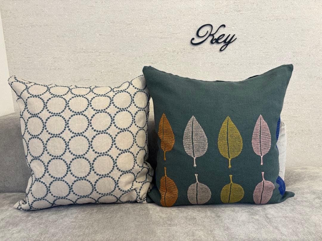 ミナペルホネン　ハンドメイドクッションカバー★タンバリン ベージュxブルーグレー