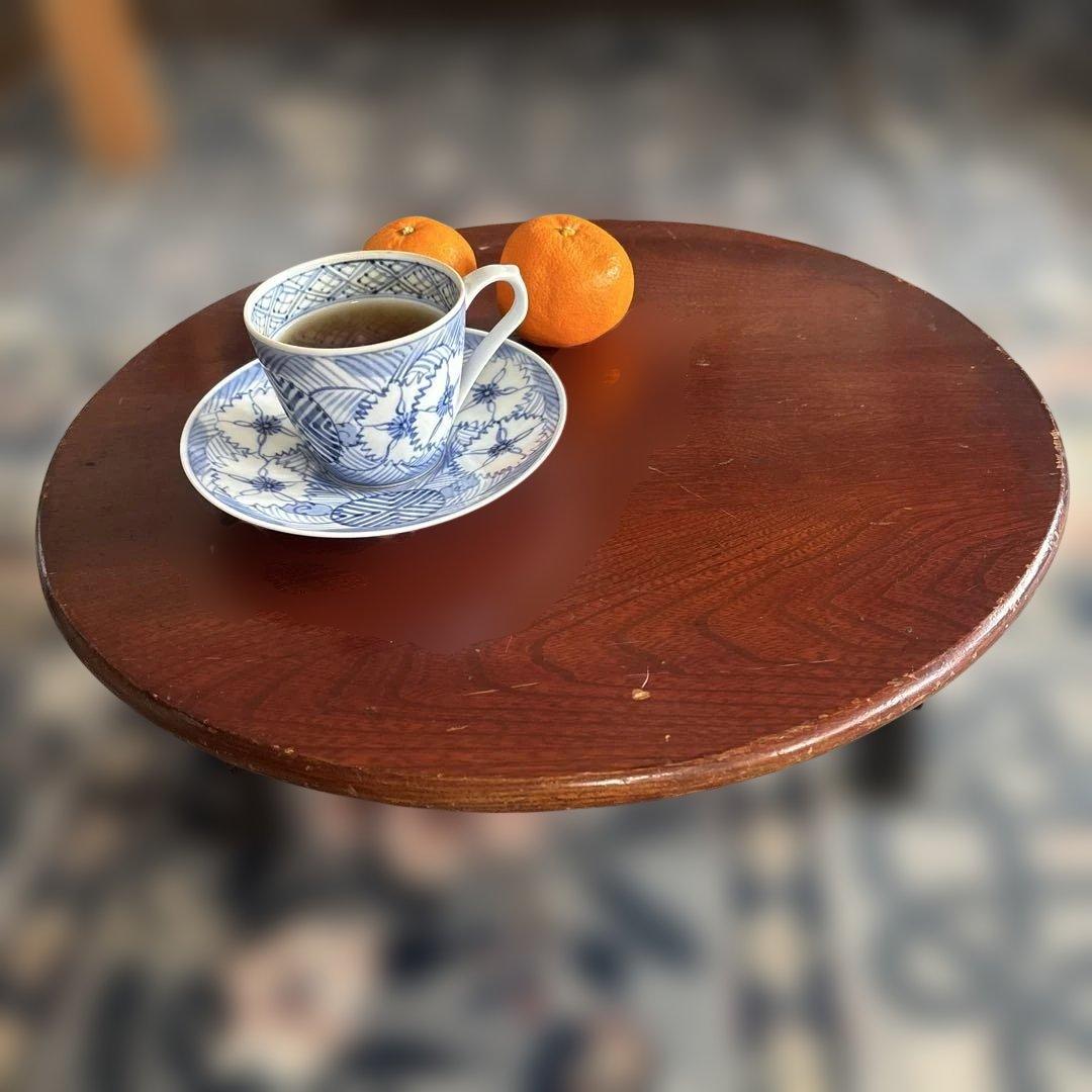 小さな木製ちゃぶ台　艶茶　直径42㎝　高さ16㎝　アンティーク