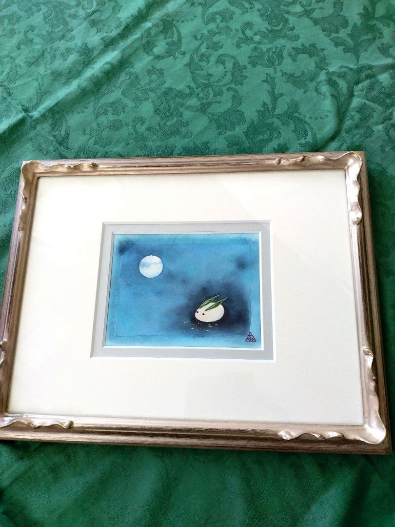 日本画「雪うさぎ」 川崎麻児