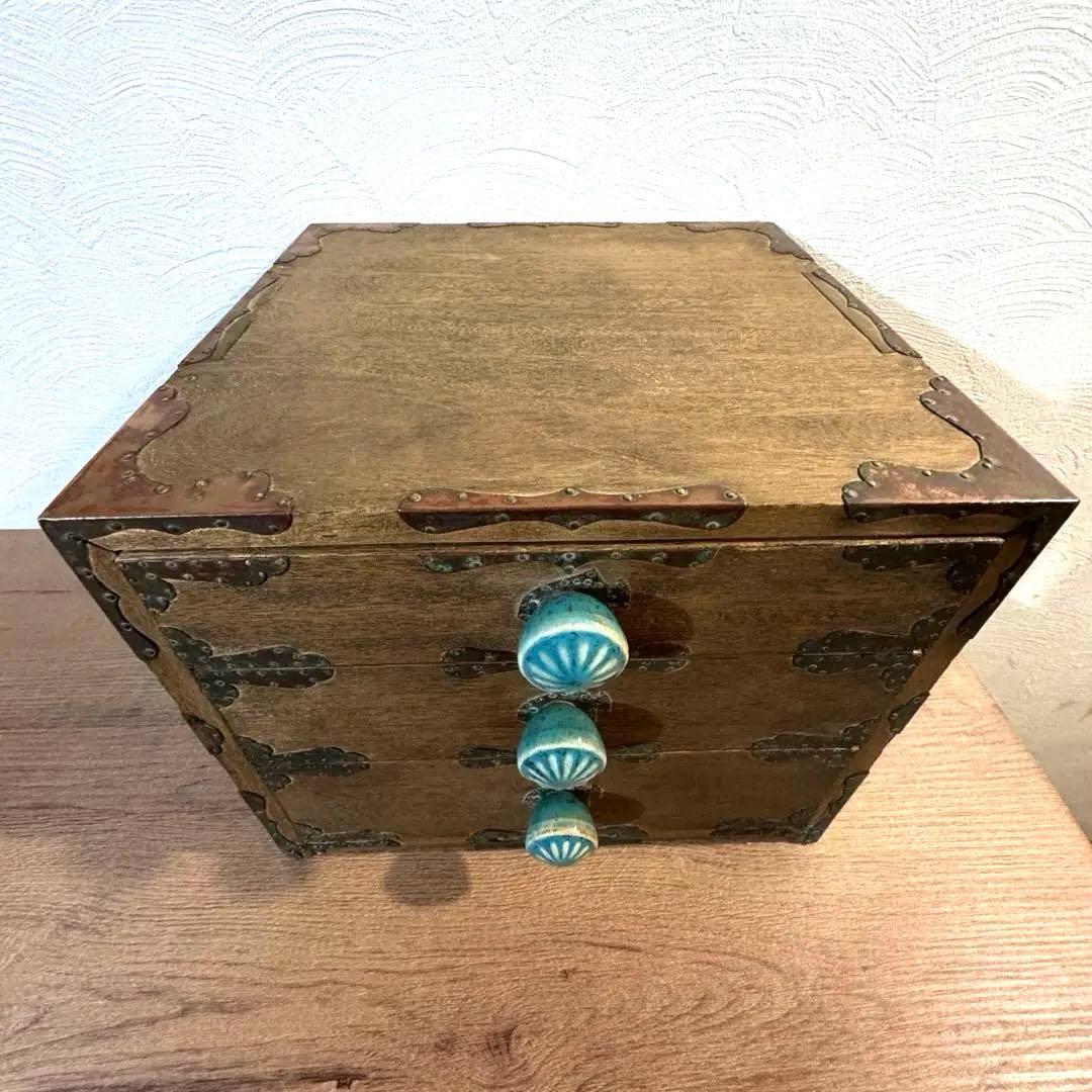 銅巻　小引き出し　ミニチェスト　古道具　アンティーク　ヴィンテージ