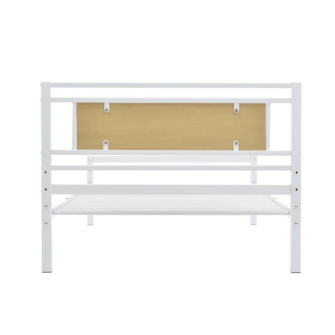 【新作】【ホワイト】パイプベッド シングル ベッド 宮 三段階高さ調整可スチール