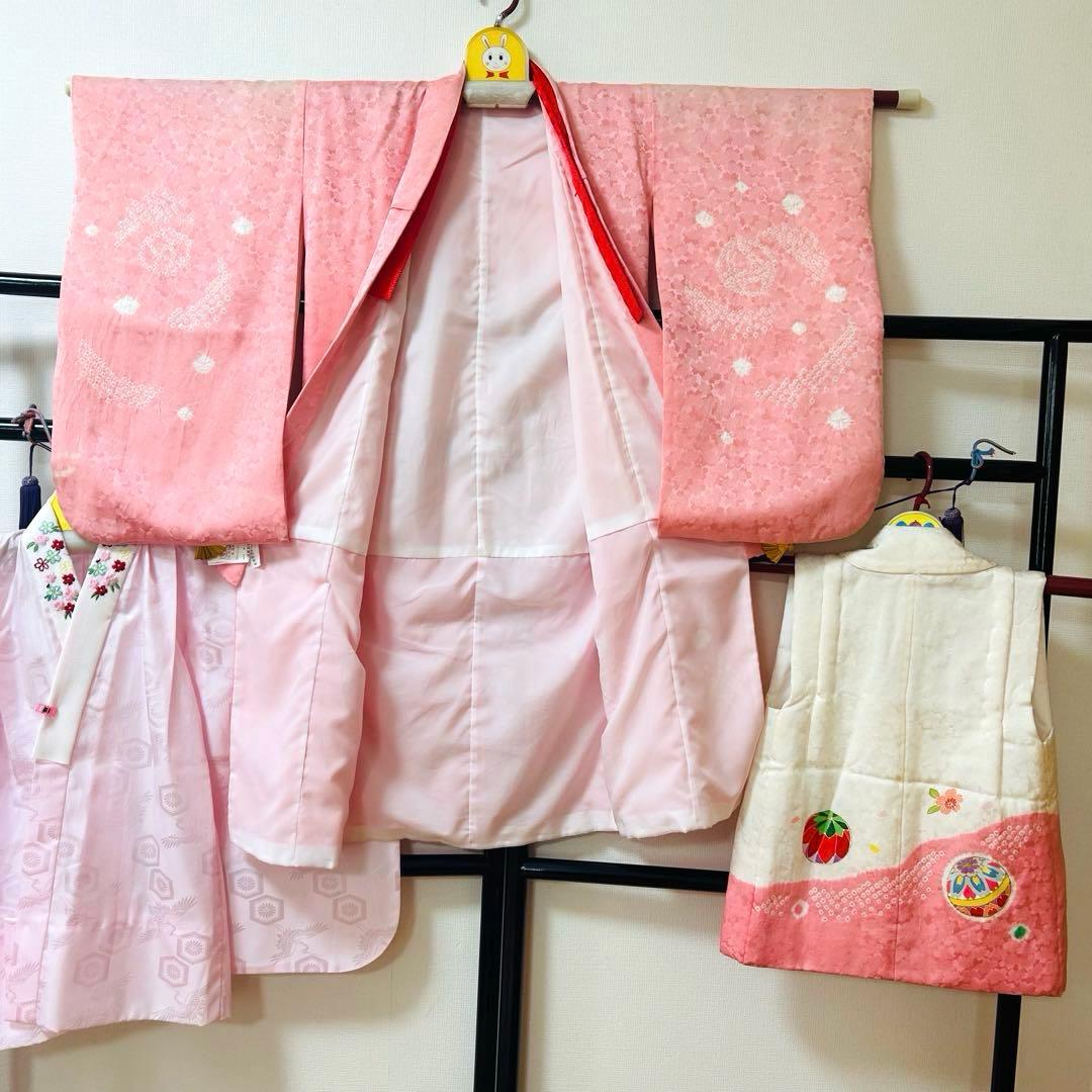 teteNo.119 七五三　3歳 正絹被布フルセット　本絞り