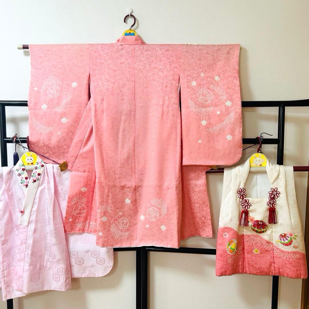 teteNo.119 七五三　3歳 正絹被布フルセット　本絞り