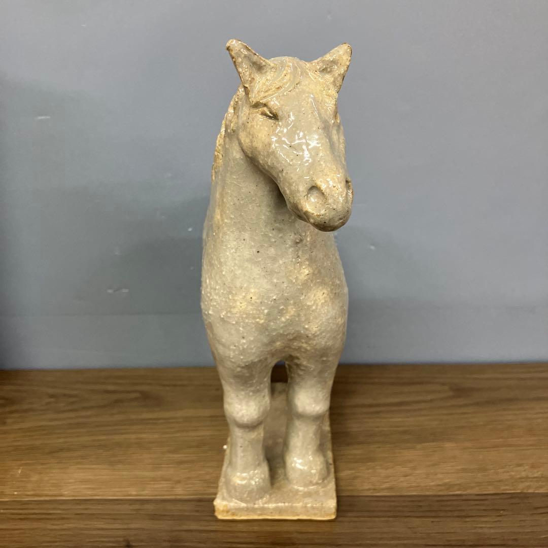 3F 馬 置物 陶器 骨董 干支 午 共箱付き 馬 陶器 オブジェ