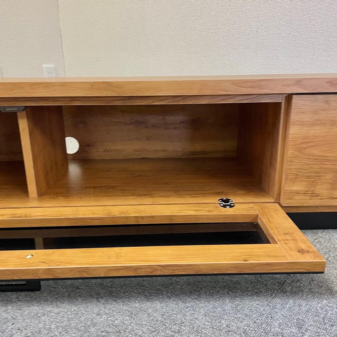 【美品】テレビ台 ローボード ヴィンテージ調 ダークガラス扉 日本製F