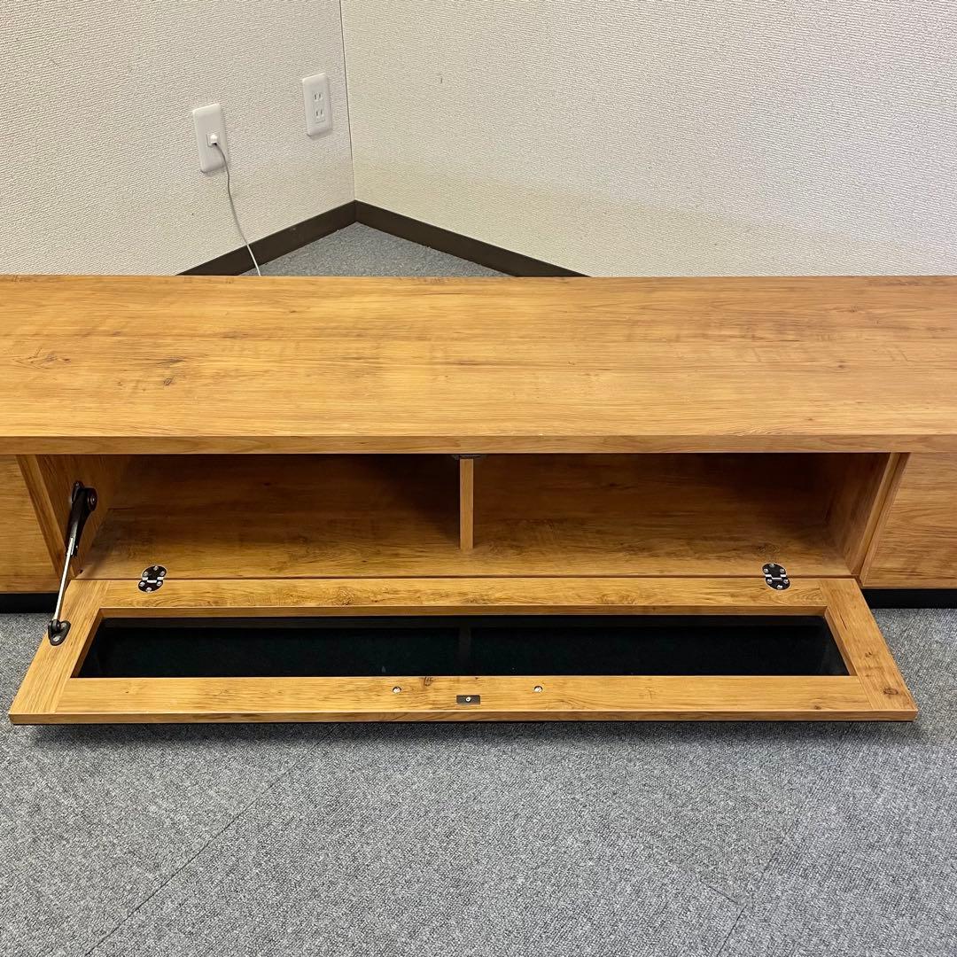 【美品】テレビ台 ローボード ヴィンテージ調 ダークガラス扉 日本製F