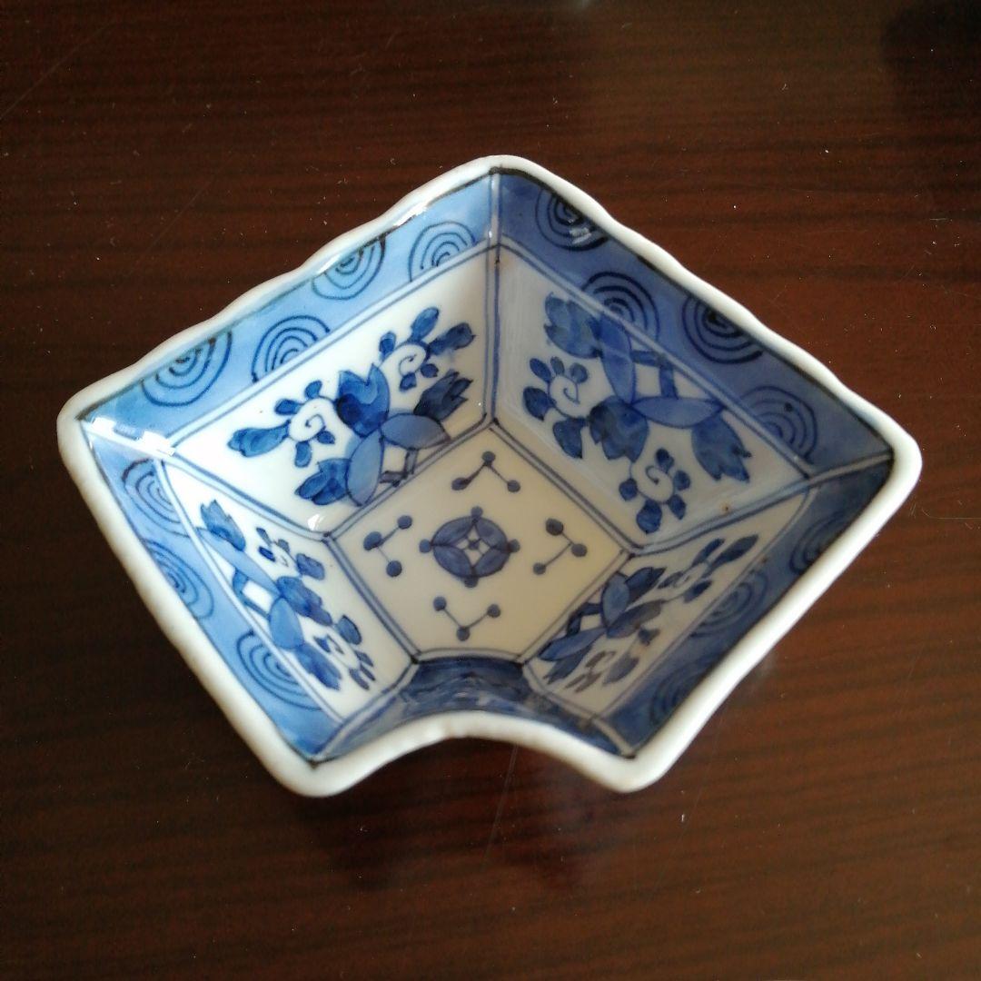 伊万里　染付扇面向付　10客　12cm　明治〜大正期