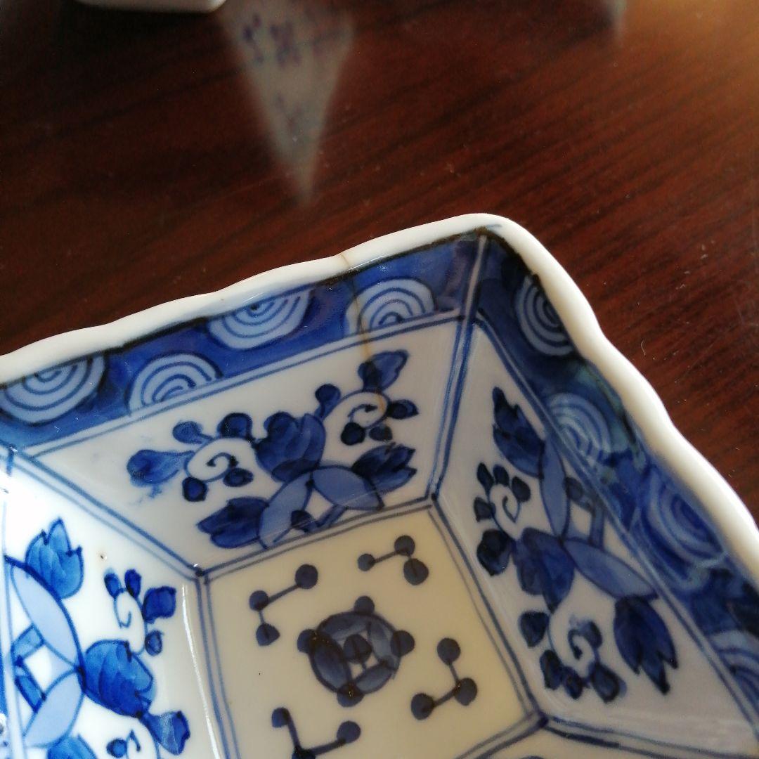 伊万里　染付扇面向付　10客　12cm　明治〜大正期