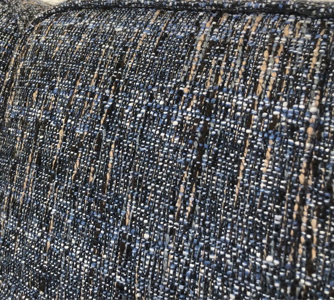 デニム柄2人掛けリクライニングソファ、ソファベッド