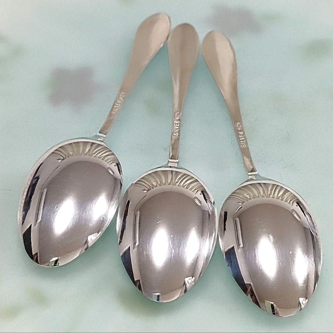 ●5489#0109　SILVER925スプーン3本(花２輪とリーフ)　0820