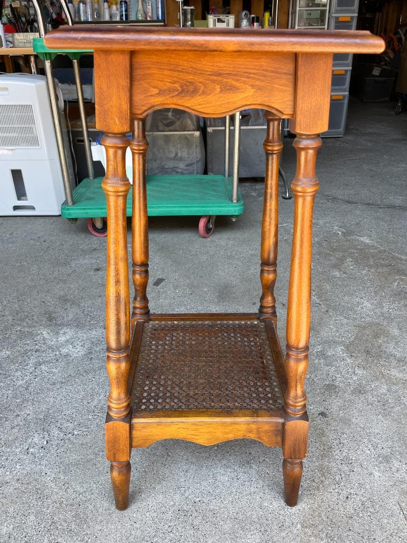 ★ 古家具 昭和 レトロ オールド カリモク コロニアル 花台 飾り台 電話台