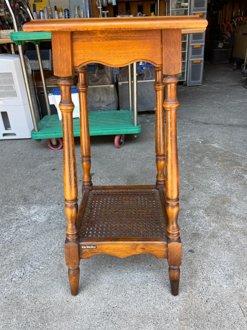 ★ 古家具 昭和 レトロ オールド カリモク コロニアル 花台 飾り台 電話台