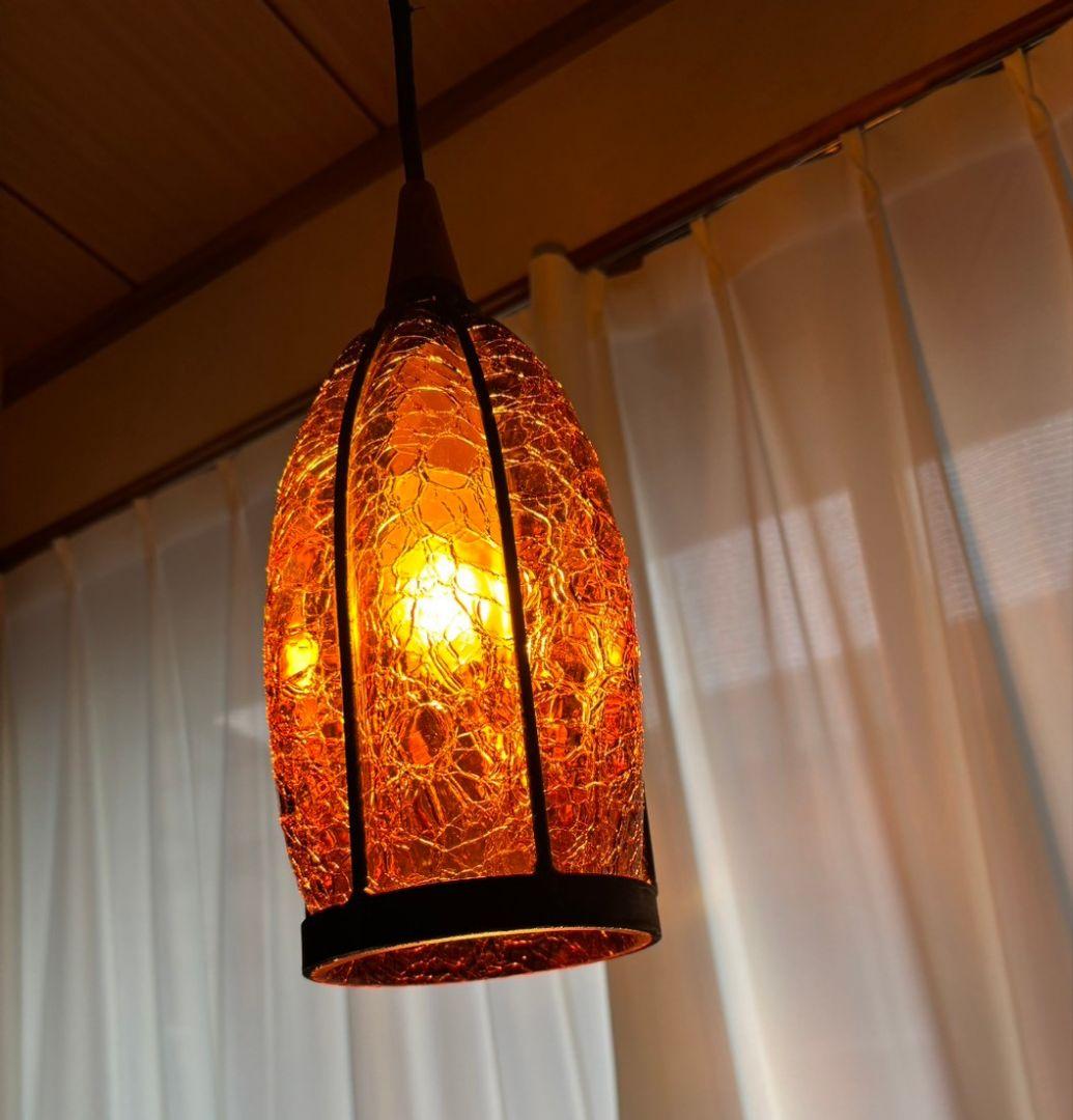 f アンバーガラス 吊り下げライト アンティークヴィンテージ ペンダントライト