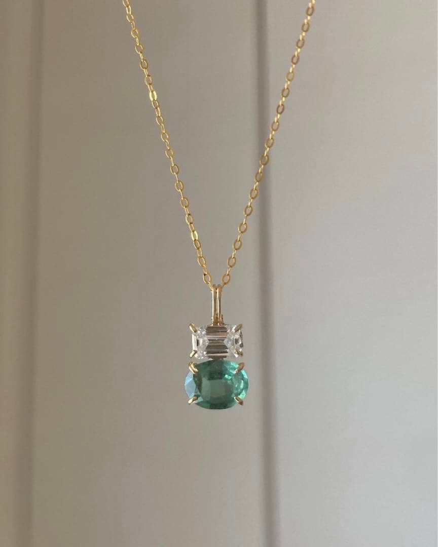 【金アレ対応】モアサナイト x カイヤナイトネックレス \スライドチェーン使用/