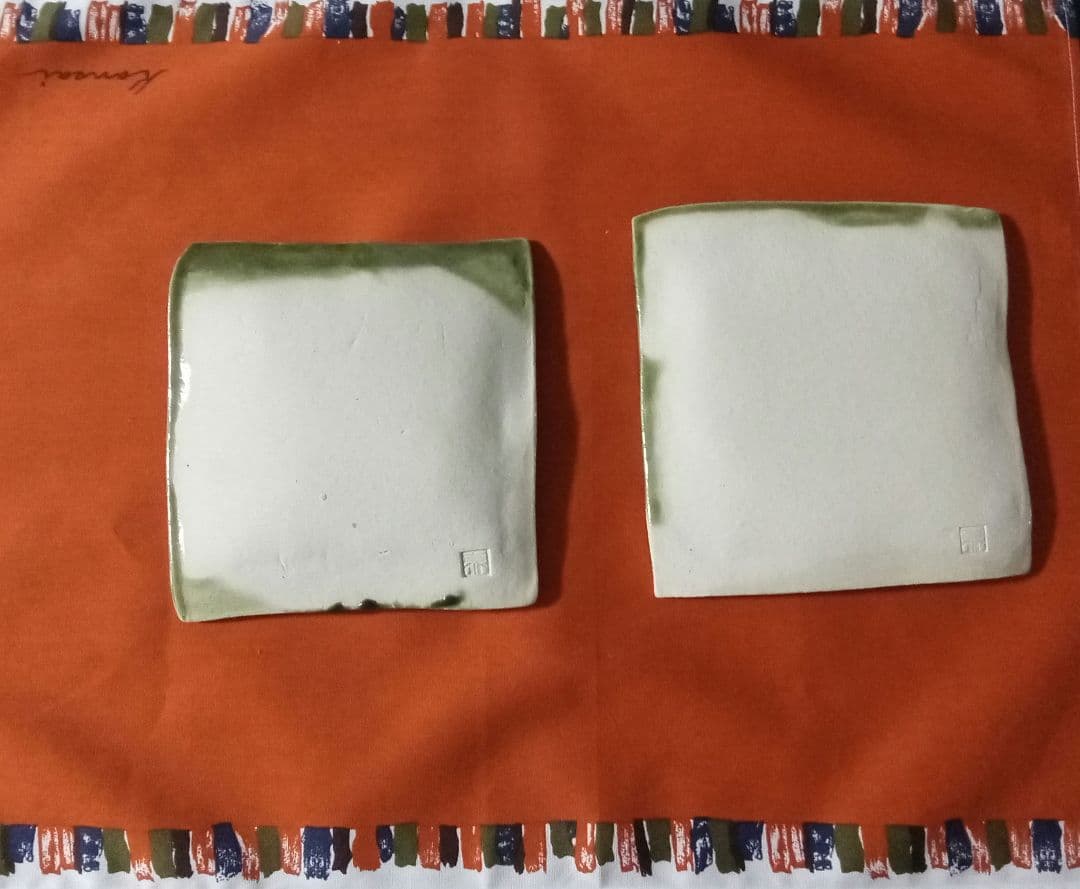 織部皿2枚セットと菓子器