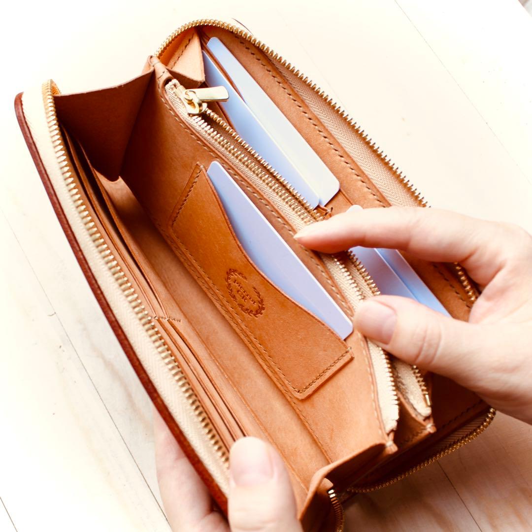 (依頼受付中)ラウンドファスナーウォレット 【カービング /ナチュラル】