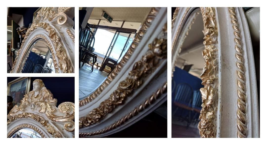 K44 ロシア製 アンティーク 楕円 全身鏡 壁掛けミラー