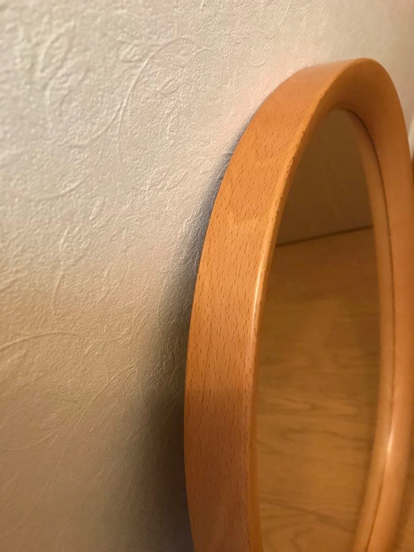 秋田木工　楕円形壁掛けミラー 柳宗理　ウォール材　白木