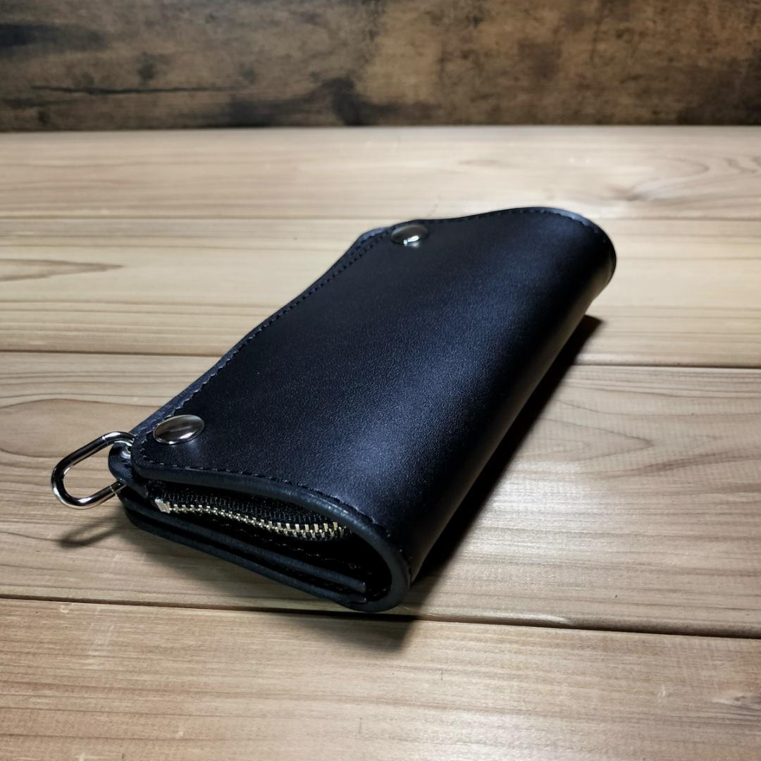 栃木レザー　L字型ファスナー　ミドルトラッカーウォレット　ハンドメイド