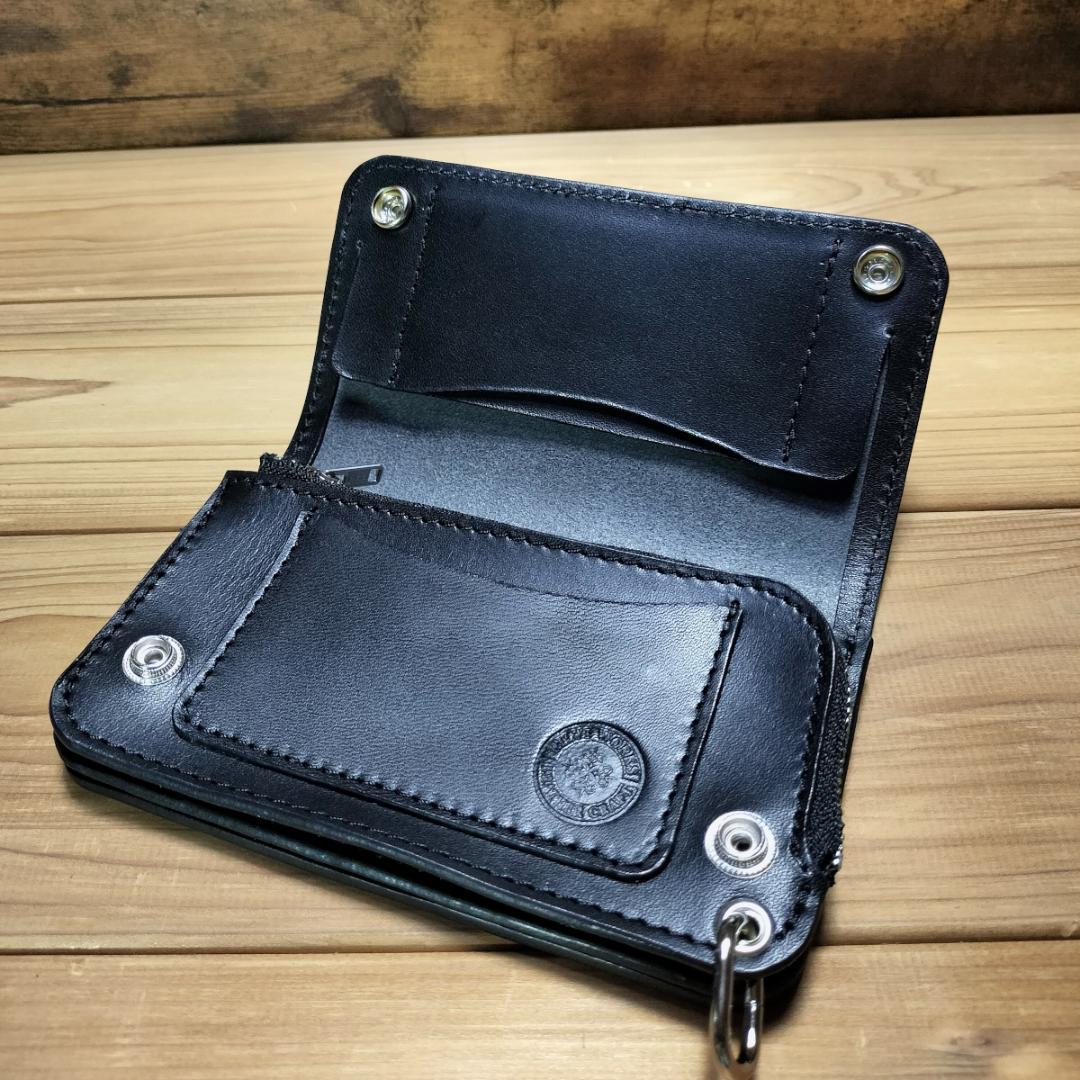 栃木レザー　L字型ファスナー　ミドルトラッカーウォレット　ハンドメイド