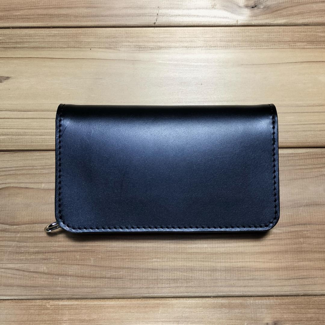 栃木レザー　L字型ファスナー　ミドルトラッカーウォレット　ハンドメイド