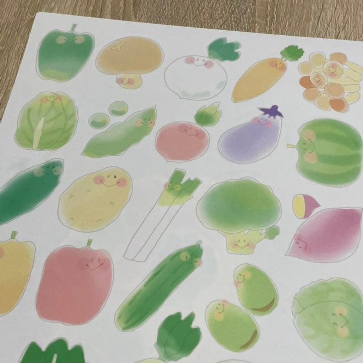 確認用♡野菜メモ♡手描き　フレークシール