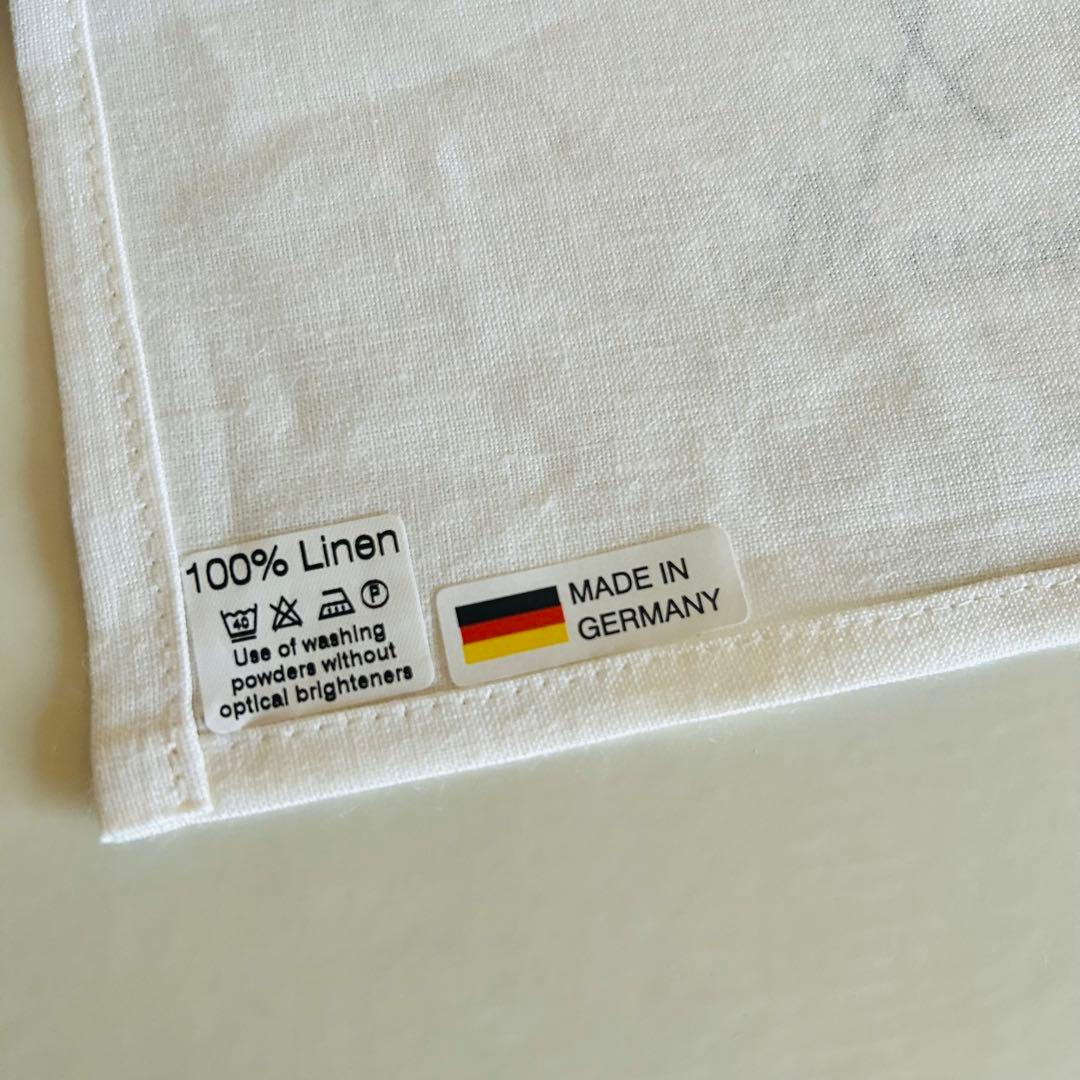 マイセンクロス　麻刺繍　ホワイトテーブルクロス　ランチョンマットmeissen