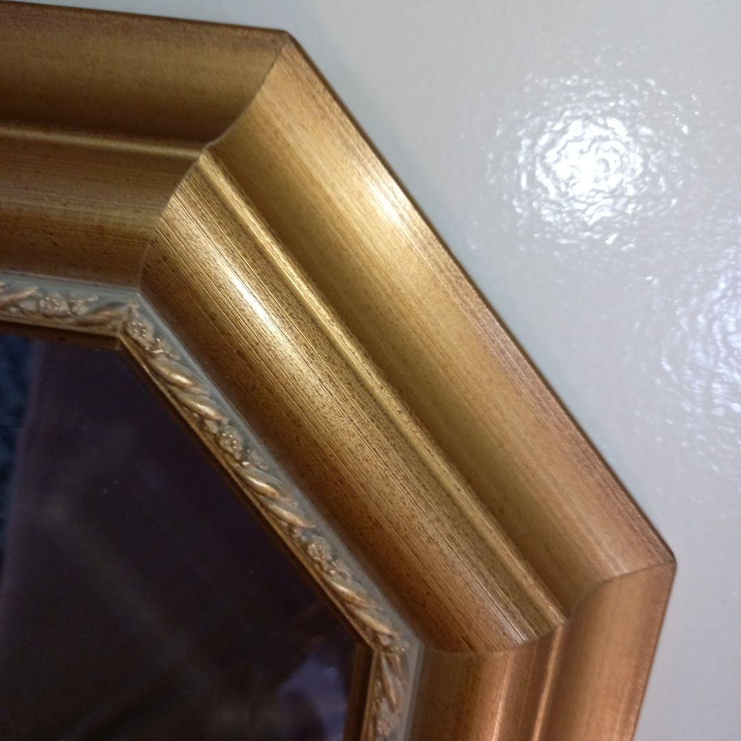 ドマン　アンティーク　ゴールド　八角　ミラー　鏡　壁掛け　縦横　兼用