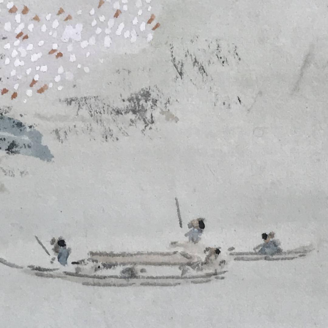 【真作】中村梅庭/嵐山春景図/山水図/横物/掛軸/名家伝来/AD-813