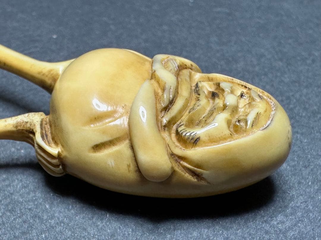 極上　根付　手長足長 天然素材　アンティーク　和彫　置物　骨董　飾り物古美術品