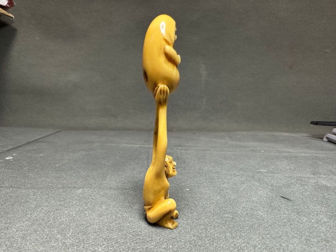 極上　根付　手長足長 天然素材　アンティーク　和彫　置物　骨董　飾り物古美術品