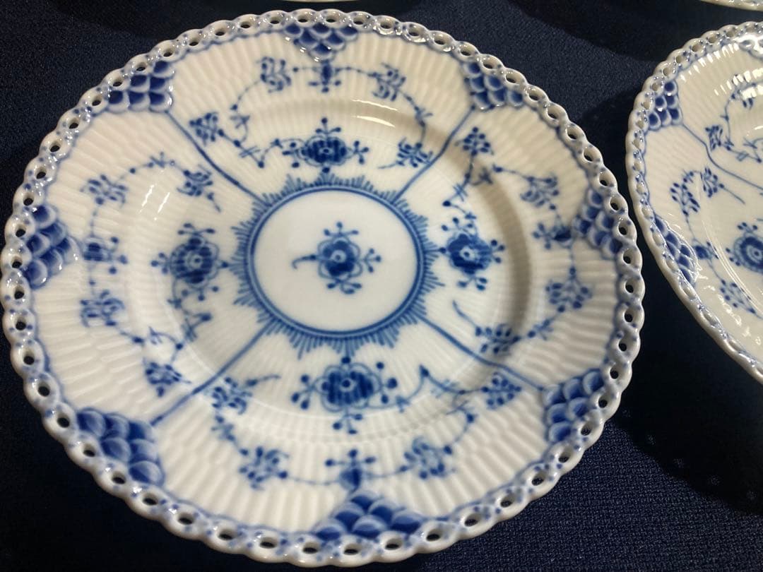 ロイヤルコペンハーゲンブルーフルーテッド フルレースプレート15㎝×6枚　綺麗