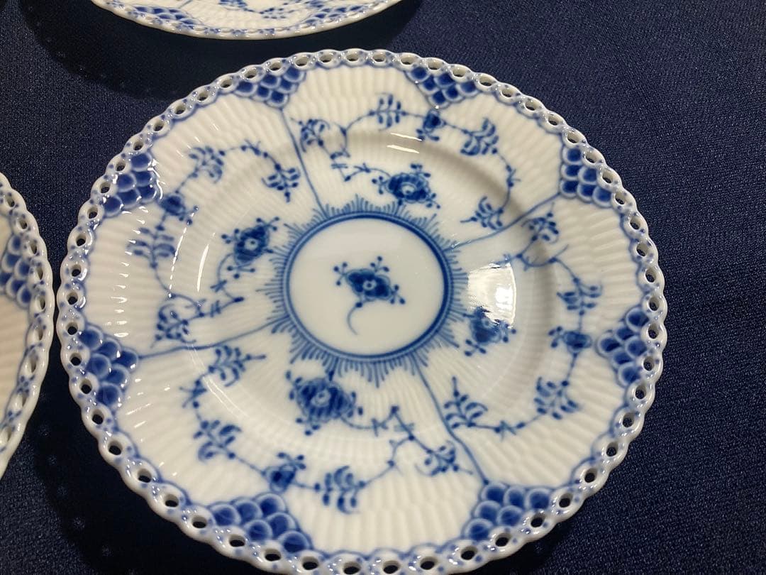 ロイヤルコペンハーゲンブルーフルーテッド フルレースプレート15㎝×6枚　綺麗