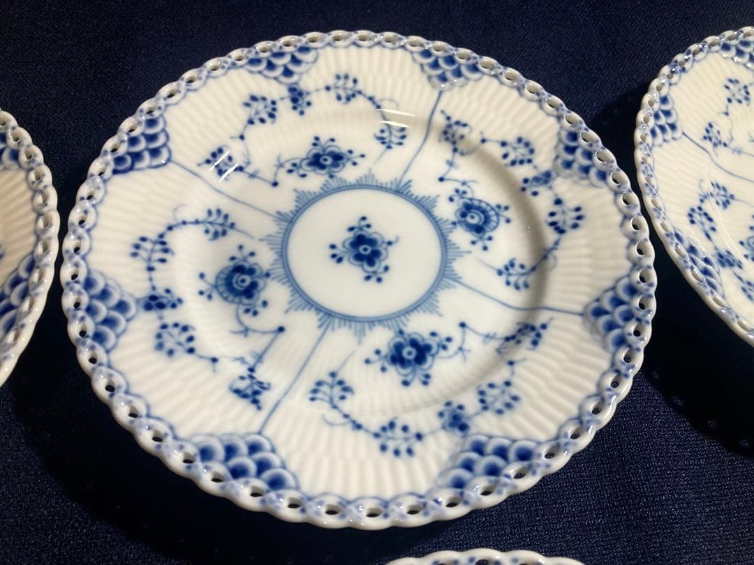 ロイヤルコペンハーゲンブルーフルーテッド フルレースプレート15㎝×6枚　綺麗