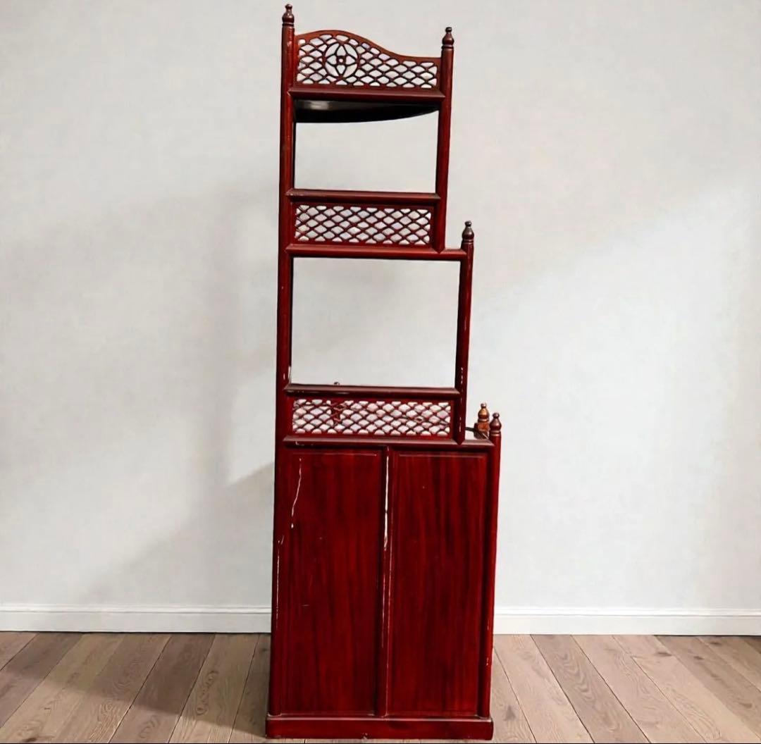 稀少❣️送料無料✨唐木家具 無垢材 コーナーラック 飾り棚 中国家具 彫刻棚 収納