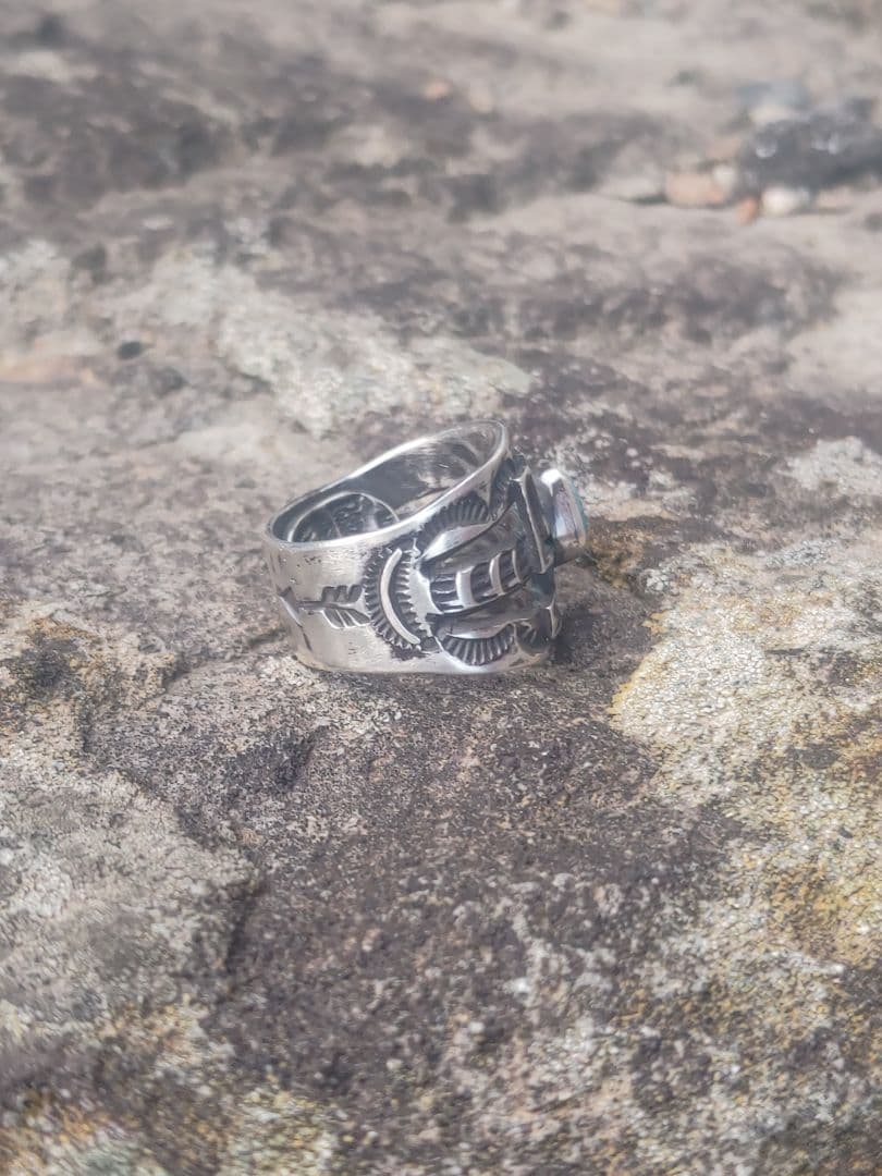 オリジナル スワスティカ オールドスタイルリング モレンシターコイズ付き