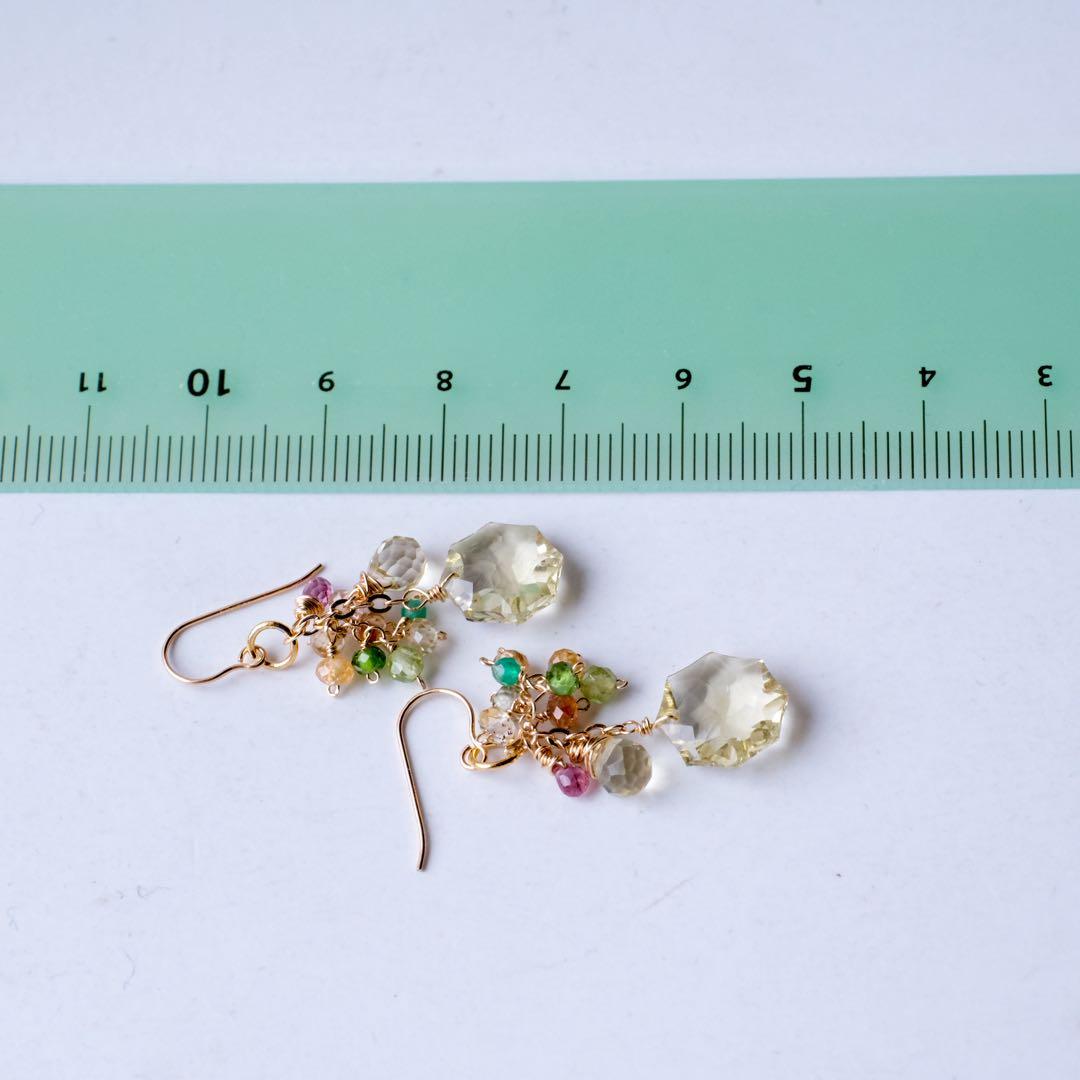 14kgfレモングリーンゴールドロゼットピアス/イヤリング