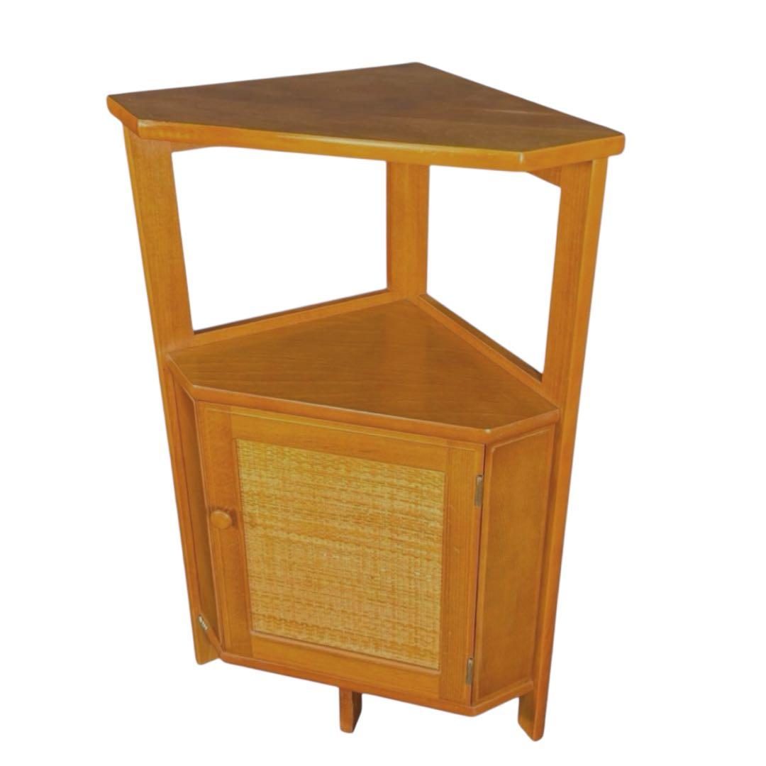 HR643 オールドカリモク　電話台　コンソール　三角コーナーラック