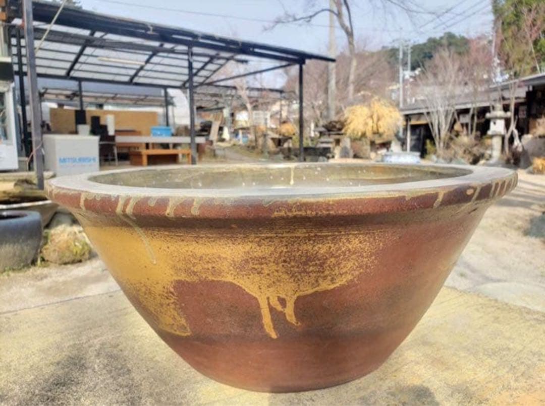 超珍品‼️ 中野行山手造りメダカ鉢 横幅48センチ