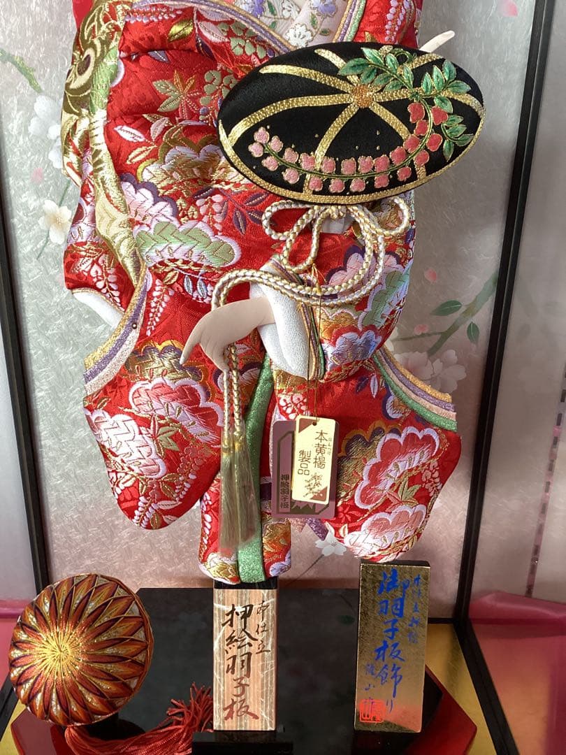 ③ 羽子板飾り　本仕立押絵　隆山作　彩雅　藤娘　本つげかんざし　18号