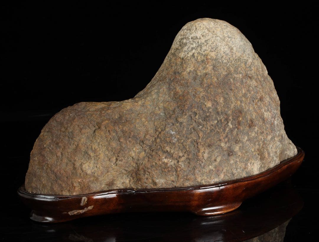 山景石 遠山景 観賞石 台座付 3.1kg 水石 自然石 景石 盆景 盆石 飾石