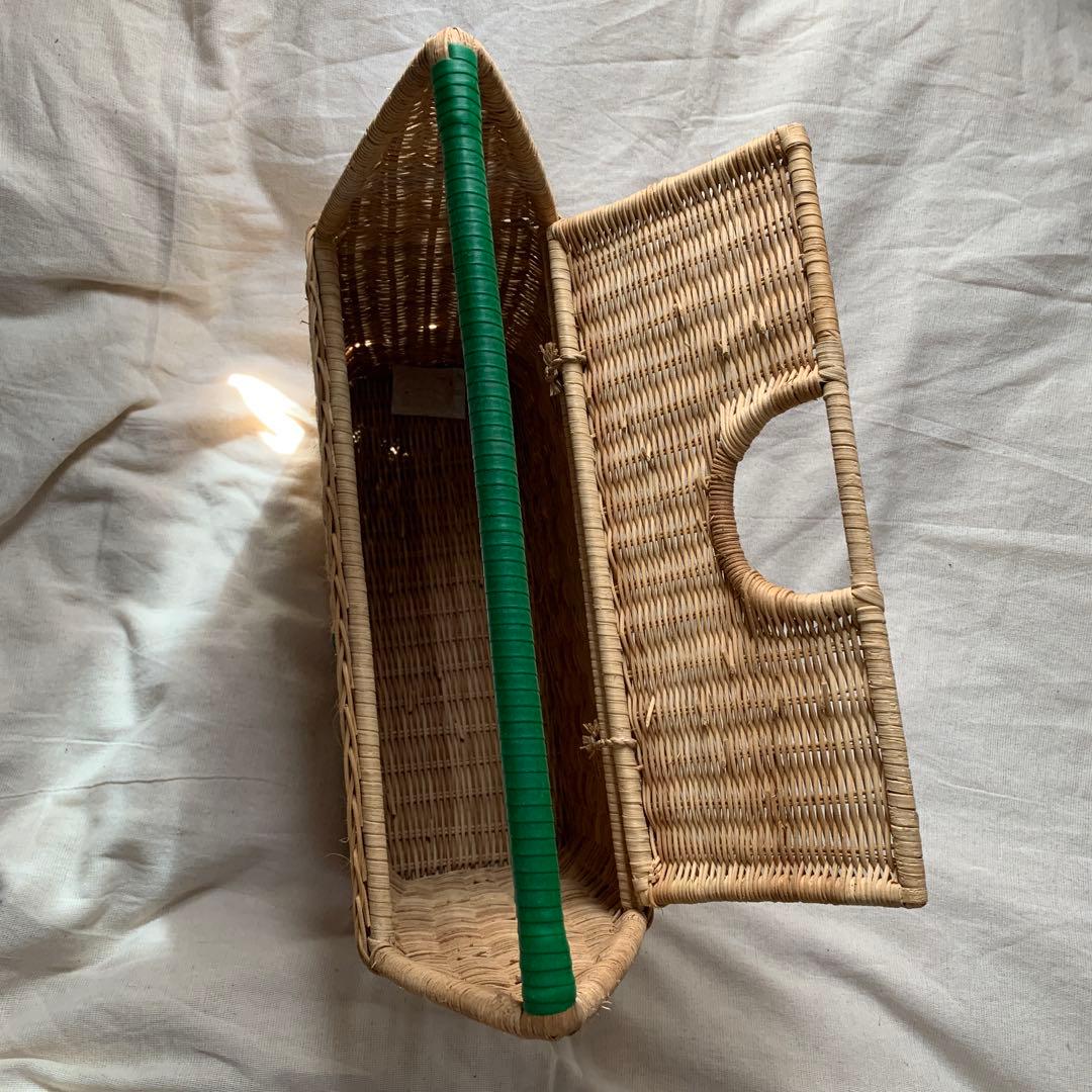 籐製バスケット C.L.の文字入り　インテリア雑貨　マガジンラック