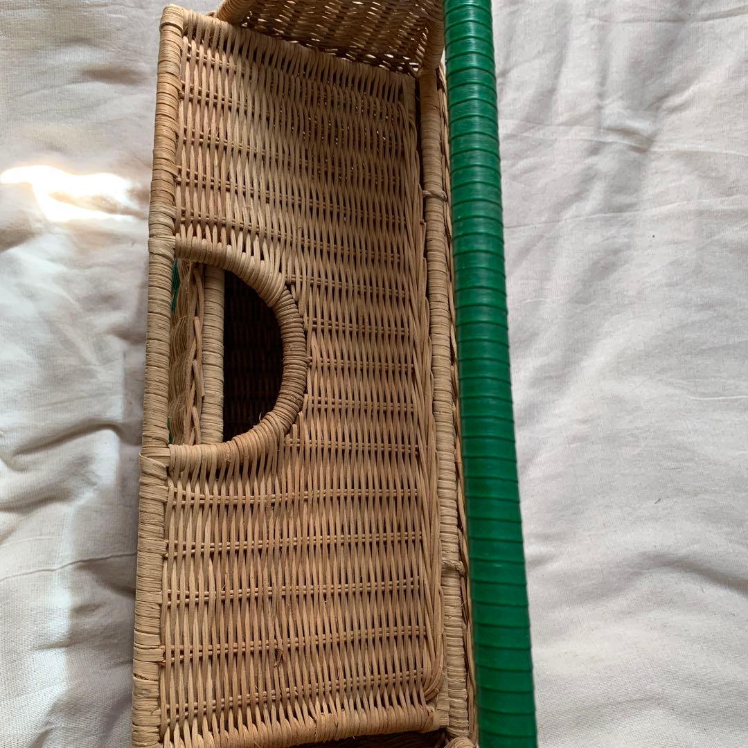 籐製バスケット C.L.の文字入り　インテリア雑貨　マガジンラック