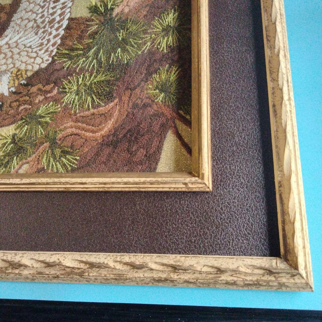 鷹 刺繍絵画 伝統的日本画 木製フレーム - メルカリ