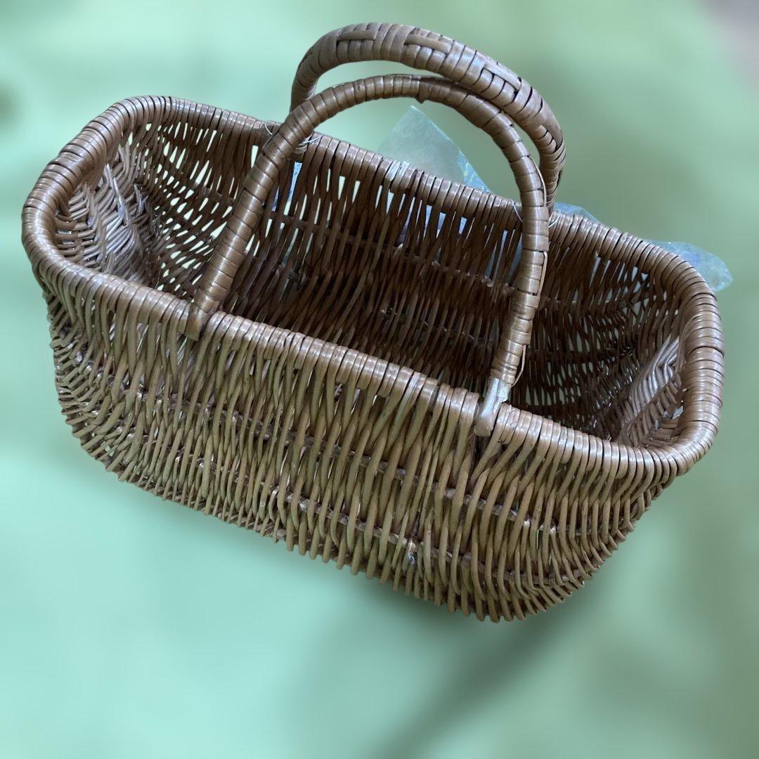 籐製ハンドル付きバスケット 中型