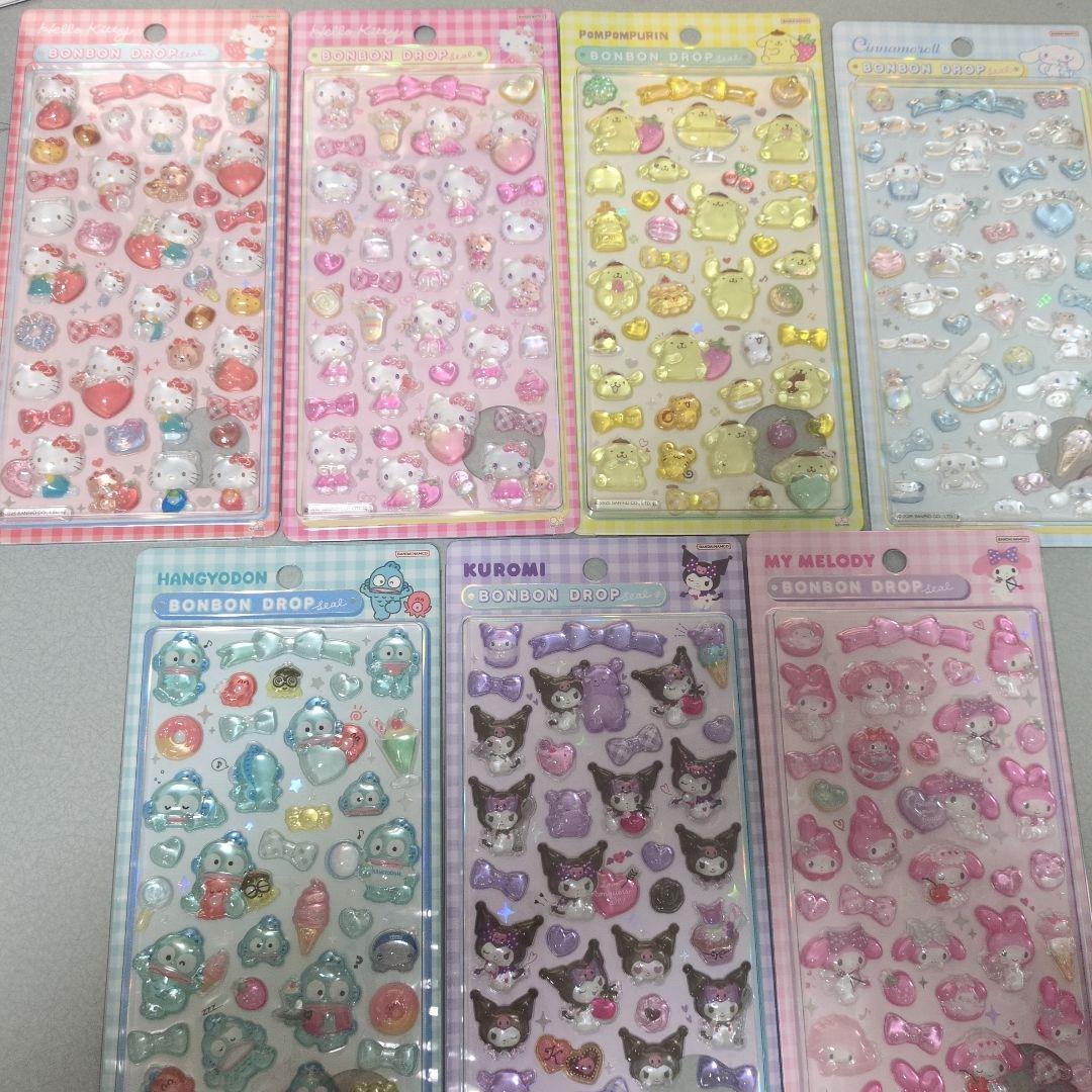 正規品】サンリオ 第二弾 大サイズ ボンボンドロップシール 7枚