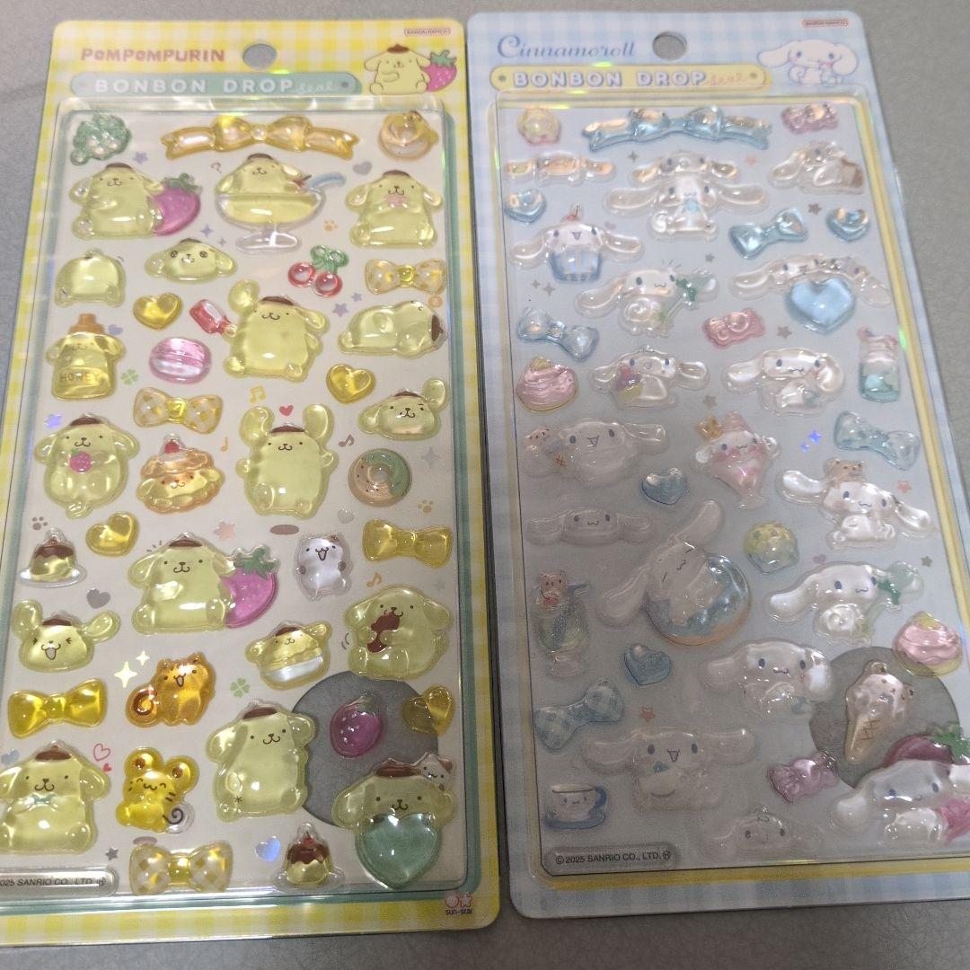 正規品】サンリオ 第二弾 大サイズ ボンボンドロップシール 7枚